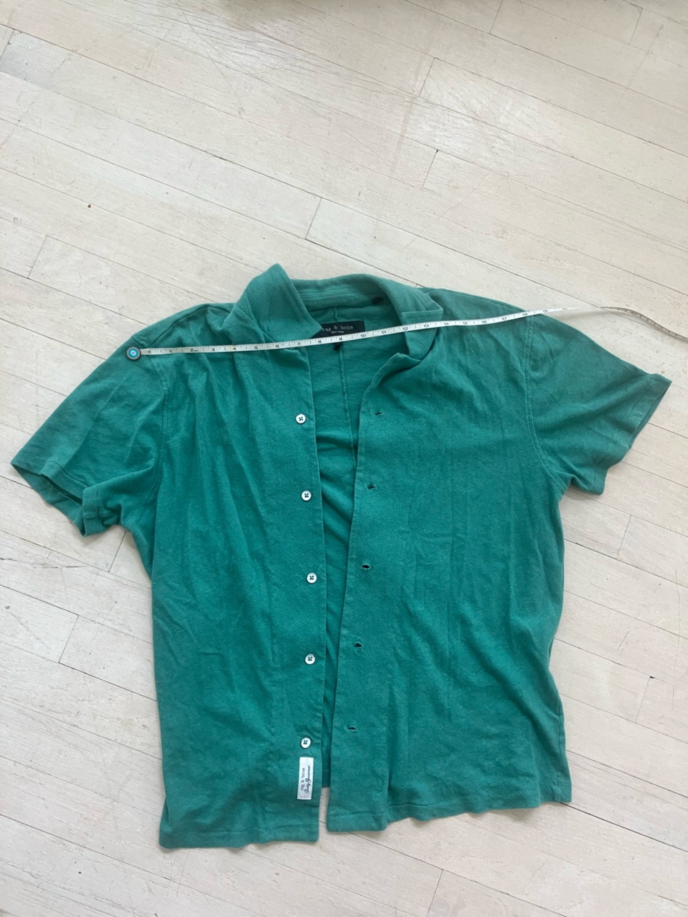 Rag & Bone Teal Short-Sleeve Button-Up Shirt